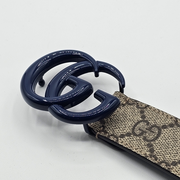 Gucci GG Supreme Thin Brown Blue Belt Size 70 28 411924 - Picture 2 of 3